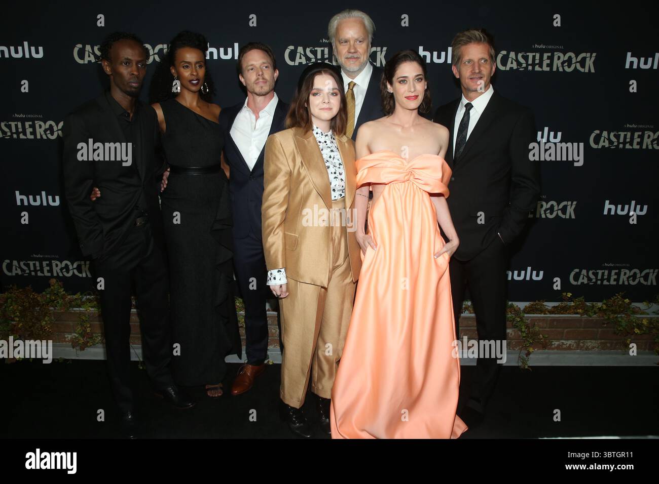 October 14, 2019, La, United States of America: (L-R) Barkhad Abdi, Yusra Warsama, Matthew Alan, Elsie Fisher, Lizzy Caplan, Tim Robbins, and Paul Sparks arriving at the premiere of Hulu's ''Castle Rock'' Season 2 at the AMC Sunset 5 on October 14, 2019 in Los Angeles, California  (Credit Image: © Famous/Ace Pictures via ZUMA Press) Stock Photo