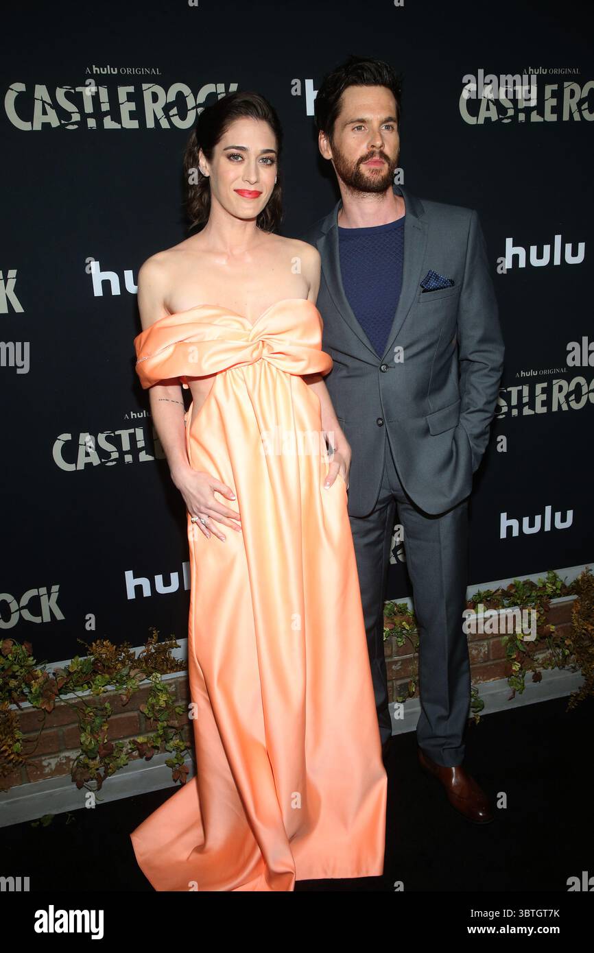 October 15, 2019, La, United States of America: Lizzy Caplan and and Tom Riley arriving at the premiere of Hulu's ''Castle Rock'' Season 2 at the AMC Sunset 5 on October 14, 2019 in Los Angeles, California  (Credit Image: © Famous/Ace Pictures via ZUMA Press) Stock Photo