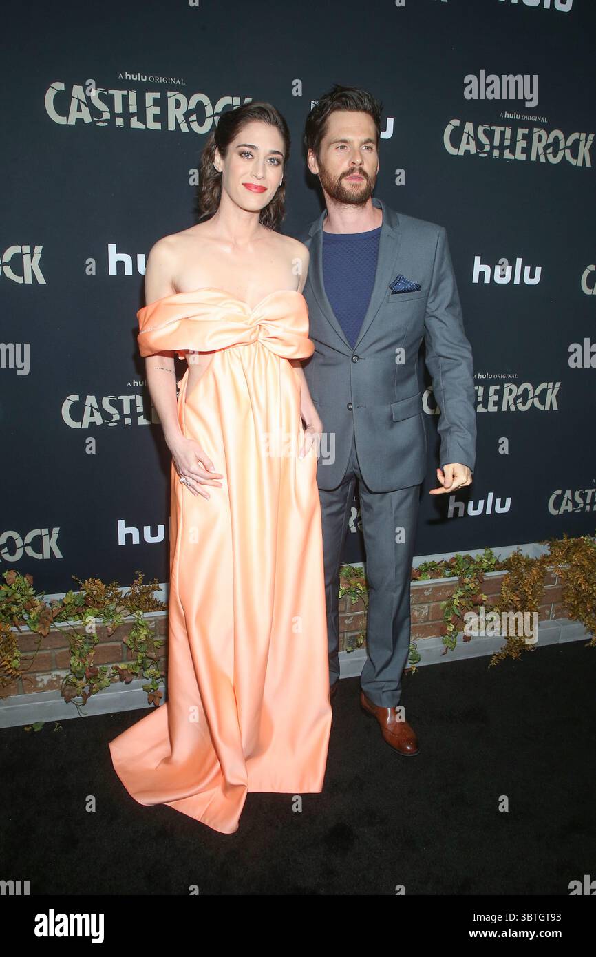 October 15, 2019, La, United States of America: Lizzy Caplan and and Tom Riley arriving at the premiere of Hulu's ''Castle Rock'' Season 2 at the AMC Sunset 5 on October 14, 2019 in Los Angeles, California  (Credit Image: © Famous/Ace Pictures via ZUMA Press) Stock Photo