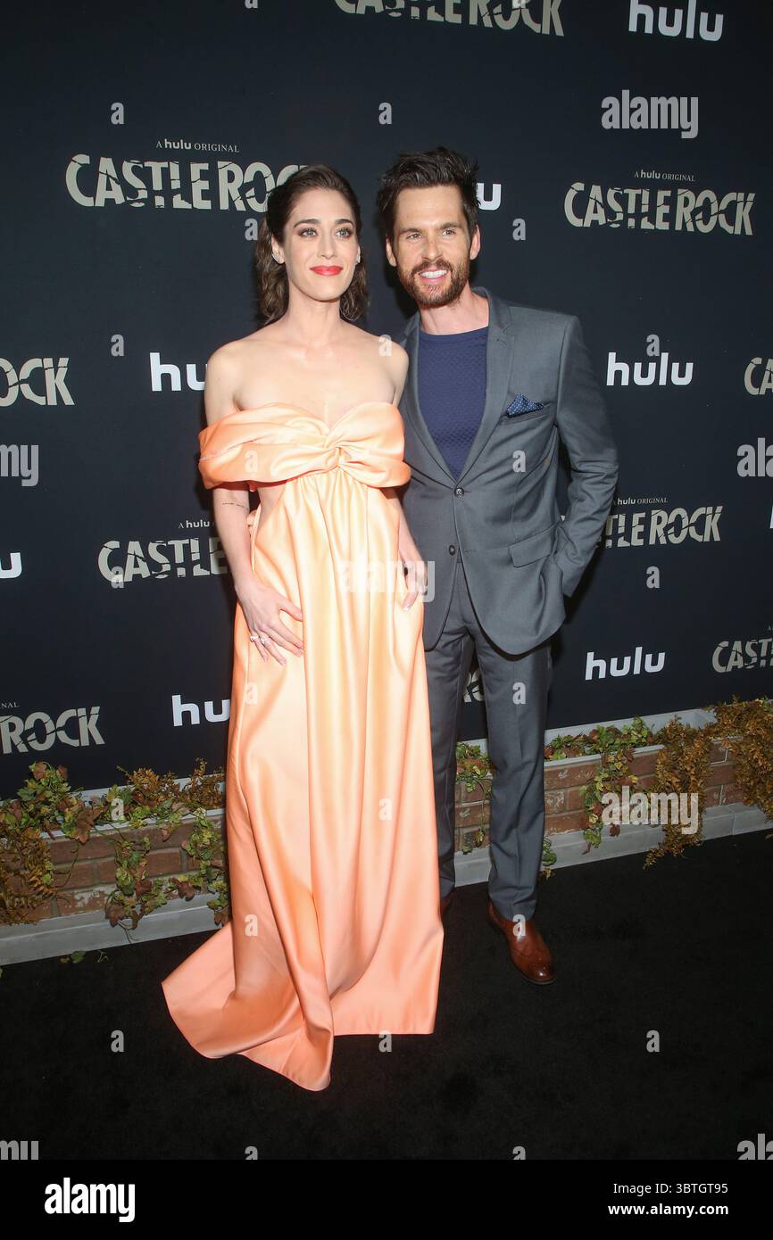 October 15, 2019, La, United States of America: Lizzy Caplan and and Tom Riley arriving at the premiere of Hulu's ''Castle Rock'' Season 2 at the AMC Sunset 5 on October 14, 2019 in Los Angeles, California  (Credit Image: © Famous/Ace Pictures via ZUMA Press) Stock Photo