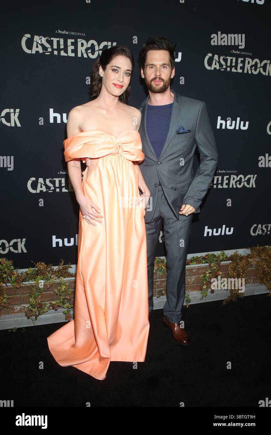October 15, 2019, La, United States of America: Lizzy Caplan and and Tom Riley arriving at the premiere of Hulu's ''Castle Rock'' Season 2 at the AMC Sunset 5 on October 14, 2019 in Los Angeles, California  (Credit Image: © Famous/Ace Pictures via ZUMA Press) Stock Photo