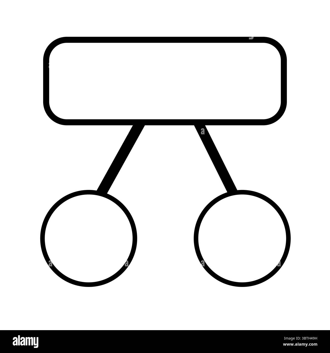 Abstract vector illustration of a flowchart element with a rectangular top and two circular bottoms, representing a simple decision-making process or Stock Vector