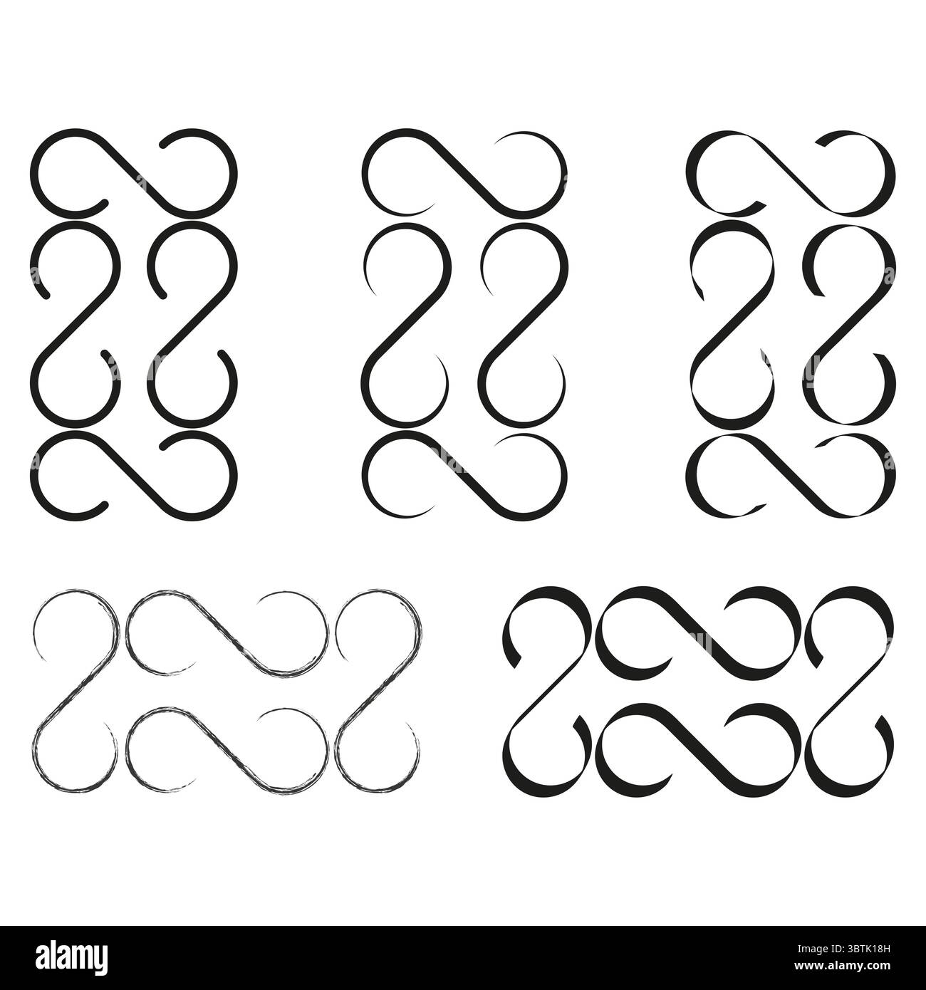 Wavy line patterns. Abstract organic shapes. Smooth Vector elements ...