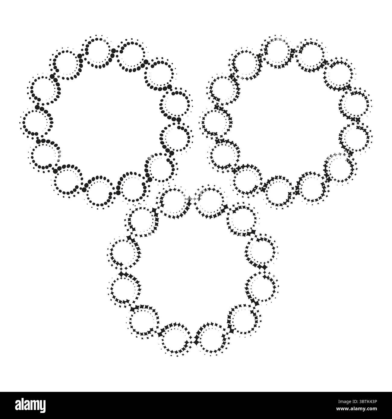Interlocking ring pattern. Circular chain Vector. Geometric abstract design. Connected circle element Stock Vector
