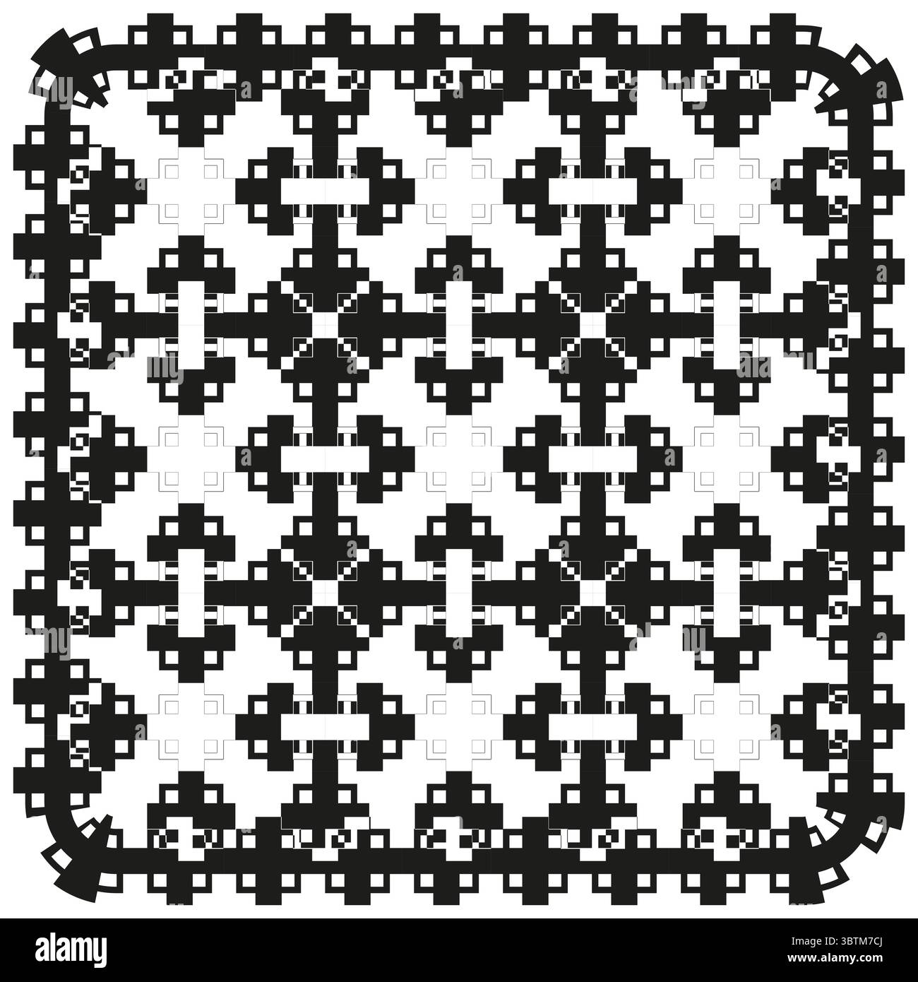Abstract geometric pattern. Interlocking tile shapes. Monochrome Vector background. Repeating grid graphic. Stock Vector