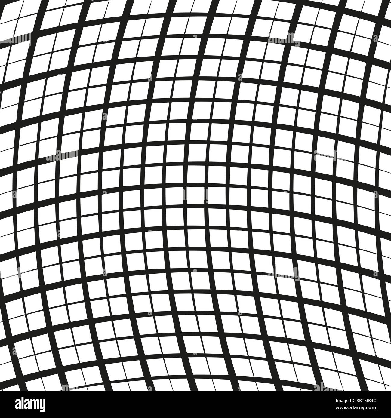 Warped grid pattern. Distorted line design. Optical illusion Vector. Curved mesh background Stock Vector