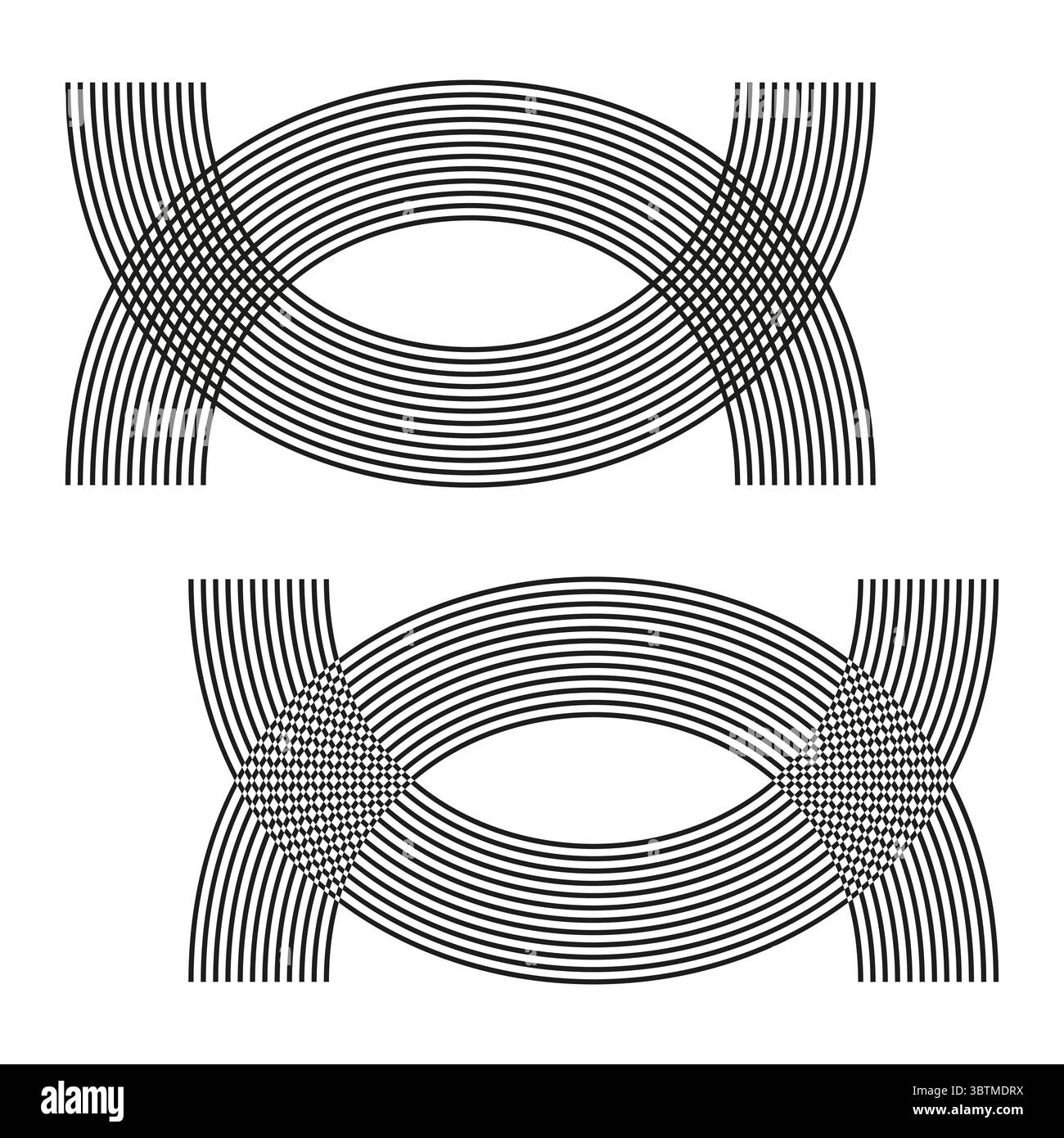 Curved line patterns. Abstract organic forms. Dynamic wave elements. Vector geometric designs. Stock Vector