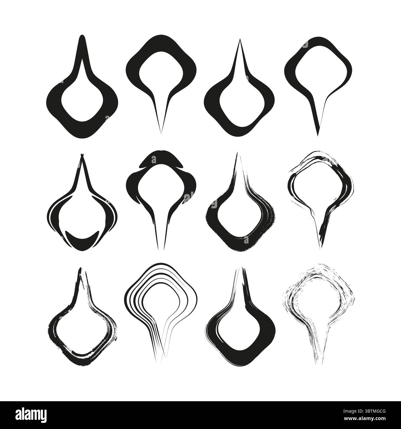 Abstract brushstrokes Vector. Organic ink shapes. Hand drawn texture ...