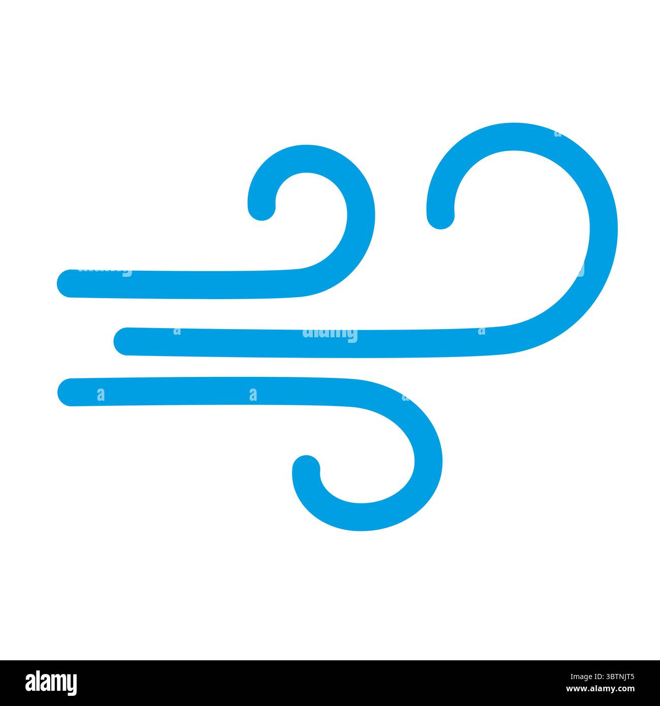 Simple blue wind icon with curved lines representing movement and ...