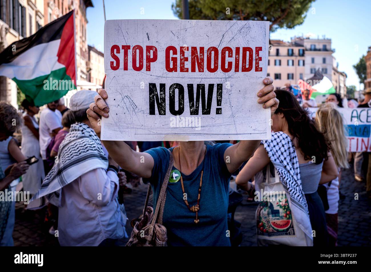 Demonstration Stop The Genocide In Palestine Rome Italy July 15
