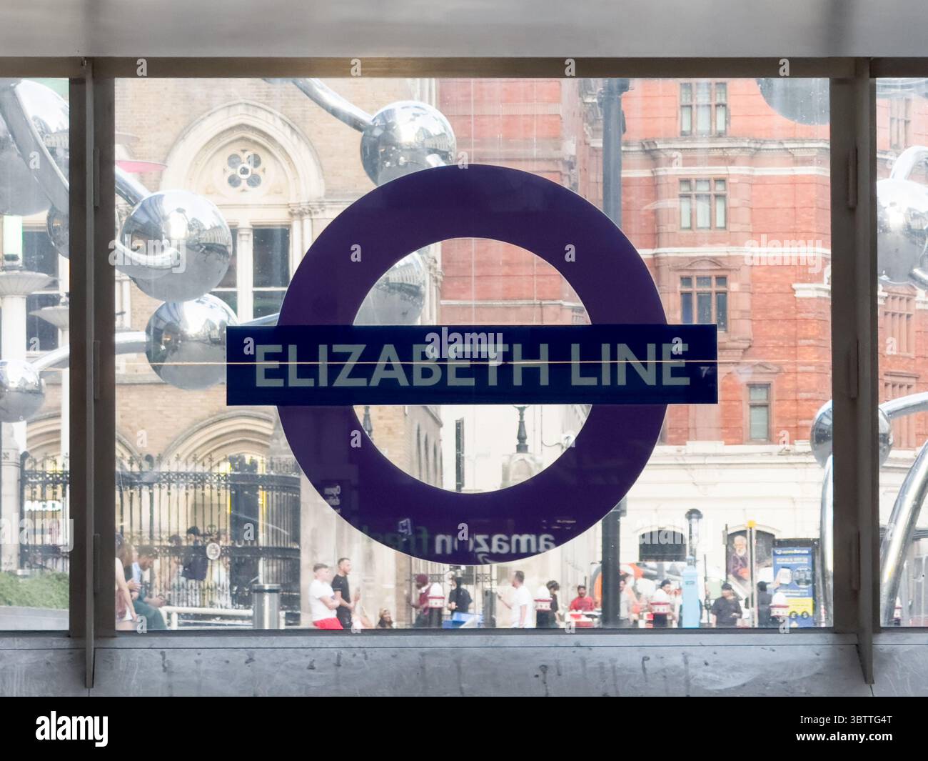 Elizabeth Line Roundel Displayed on Glass Entrance Windows at London ...