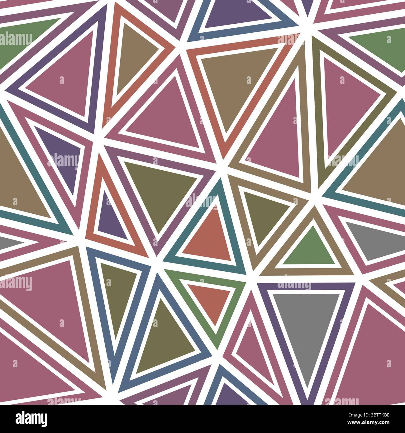 Triangle shapes background. Big triangles size. Solid shapes in frames. Multicolored style. Repeatable pattern. Artistic vector tiles. Stock Vector