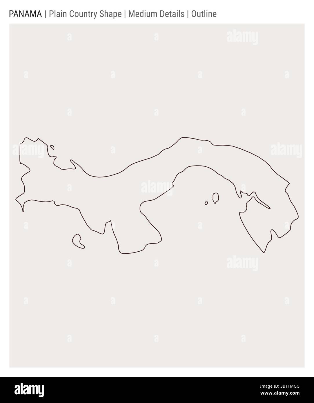 Panama plain country map. Medium details. Outline style. Shape of ...