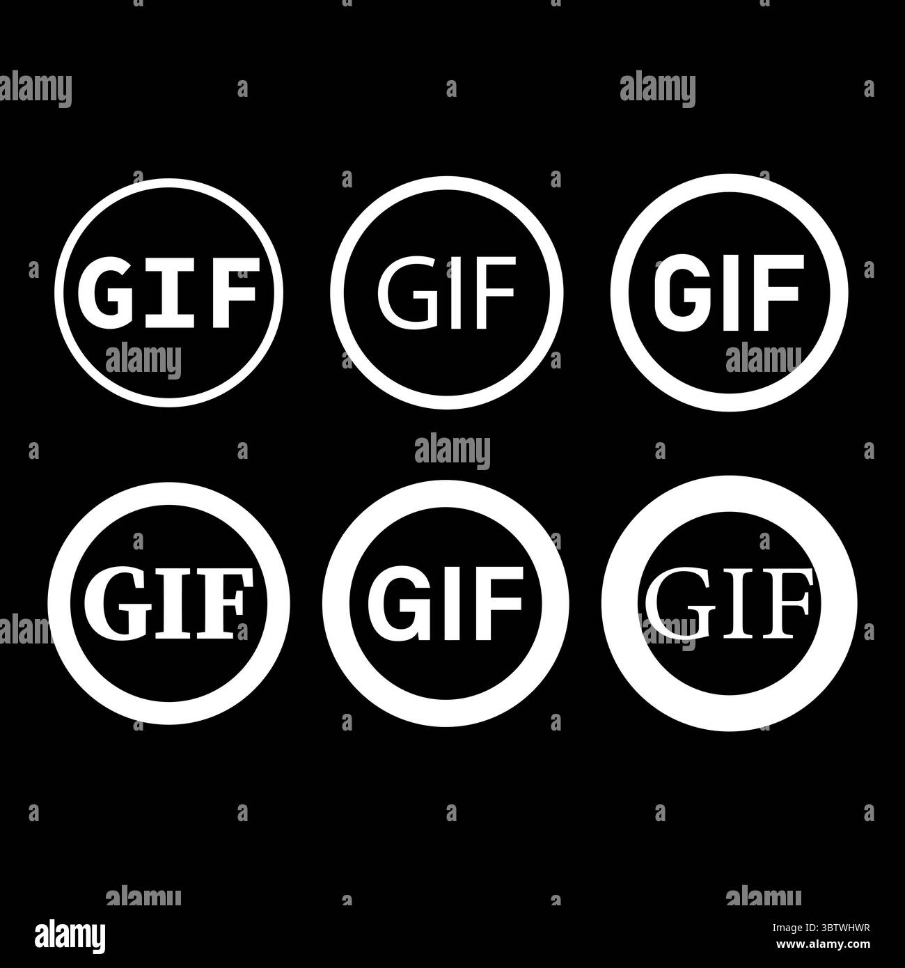 GIF format icon. Media file symbol. Animation video Vector. Digital ...