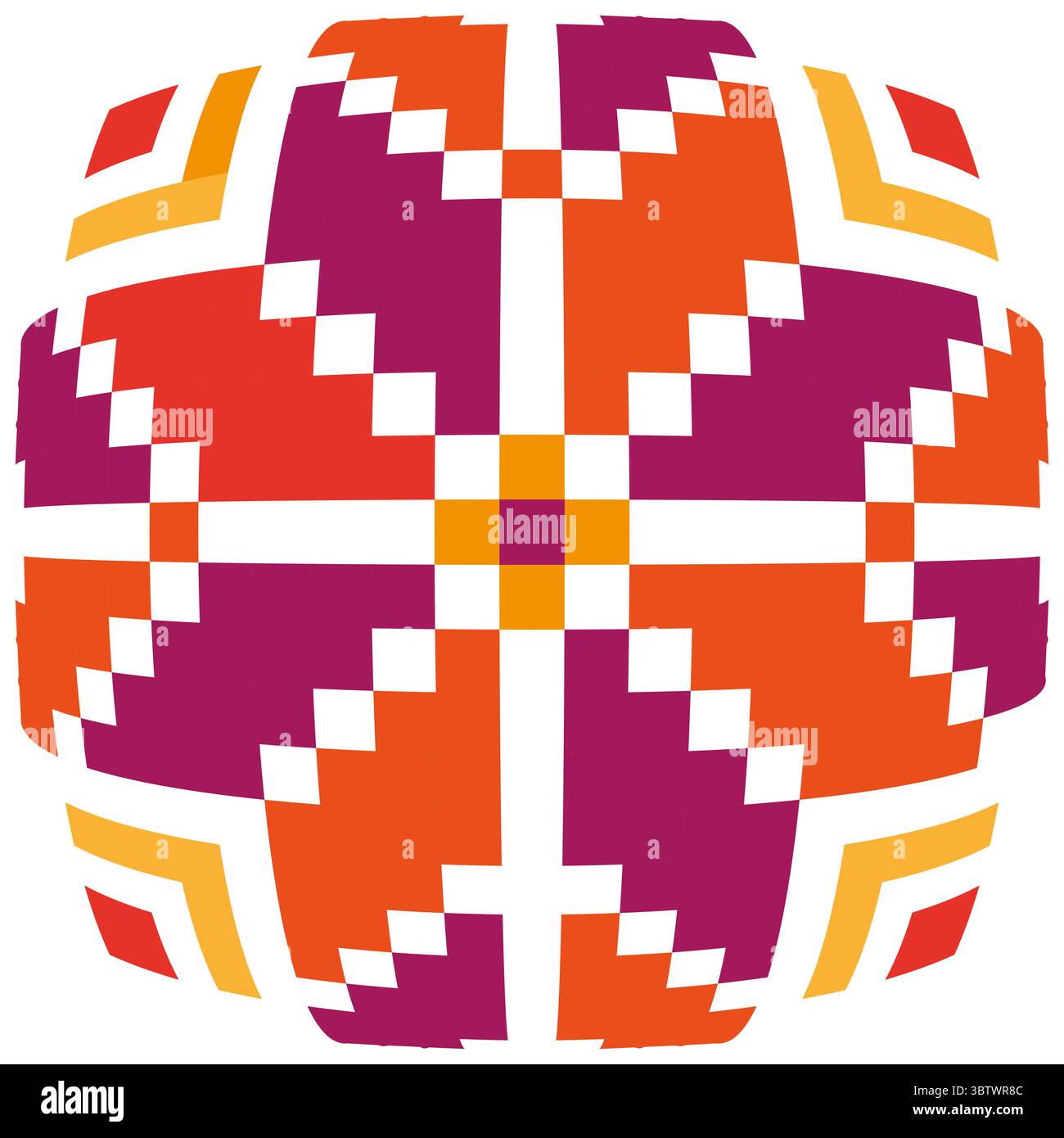 Pixel art circle. Geometric round pattern. Colorful abstract shape. Vector vibrant design. Stock Vector
