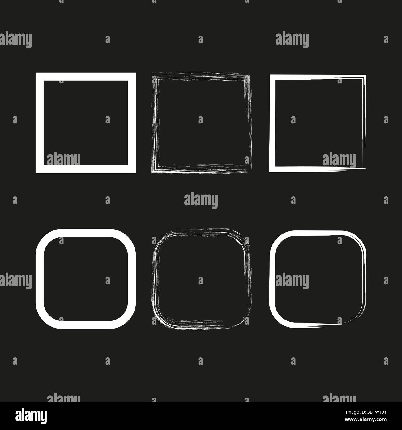 Vector frames collection. Brush stroke shapes. Organic decorative elements. Black white contours. Stock Vector