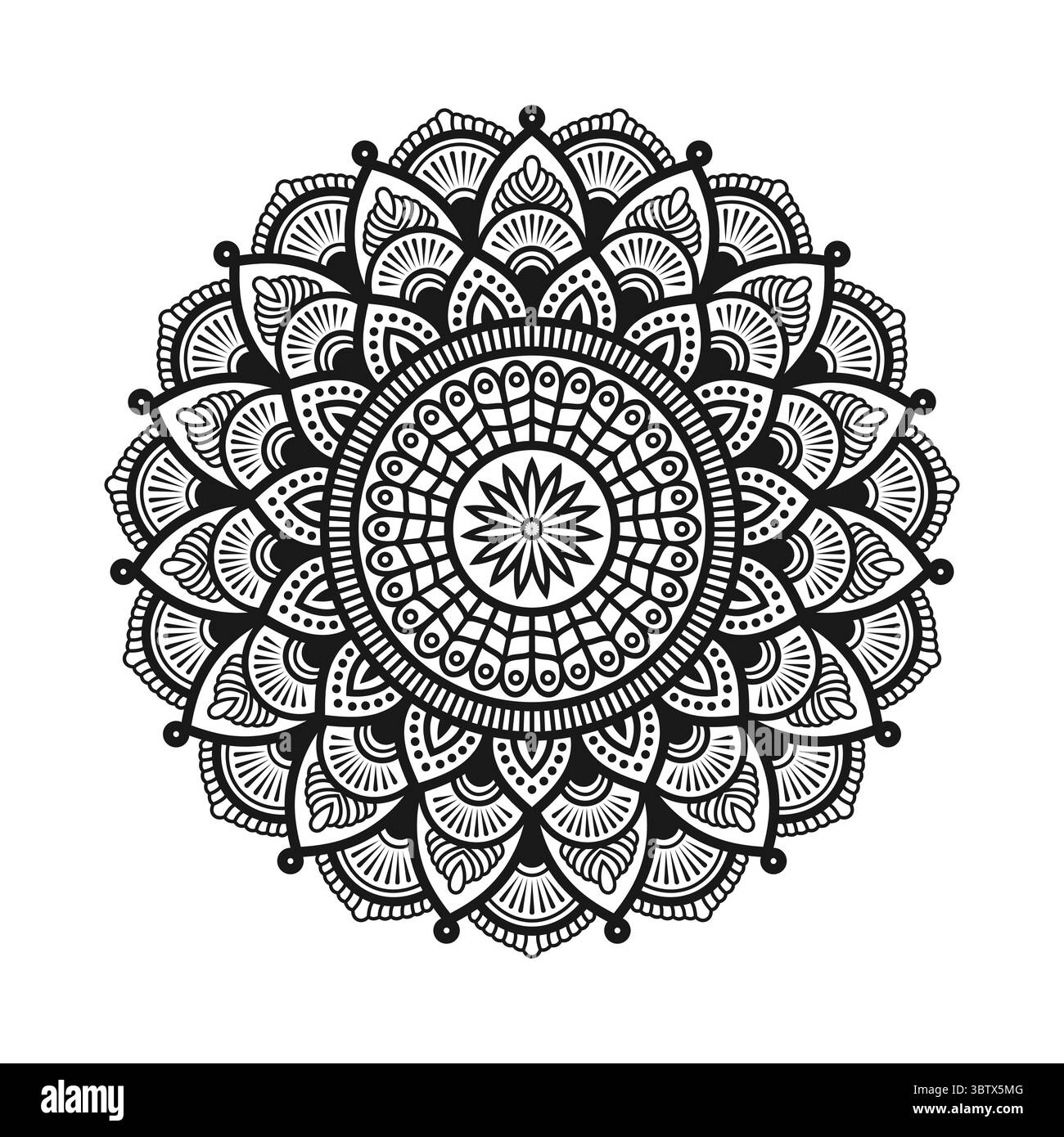 Mandala Art Vector Intricate Black and White Geometric Floral Design ...