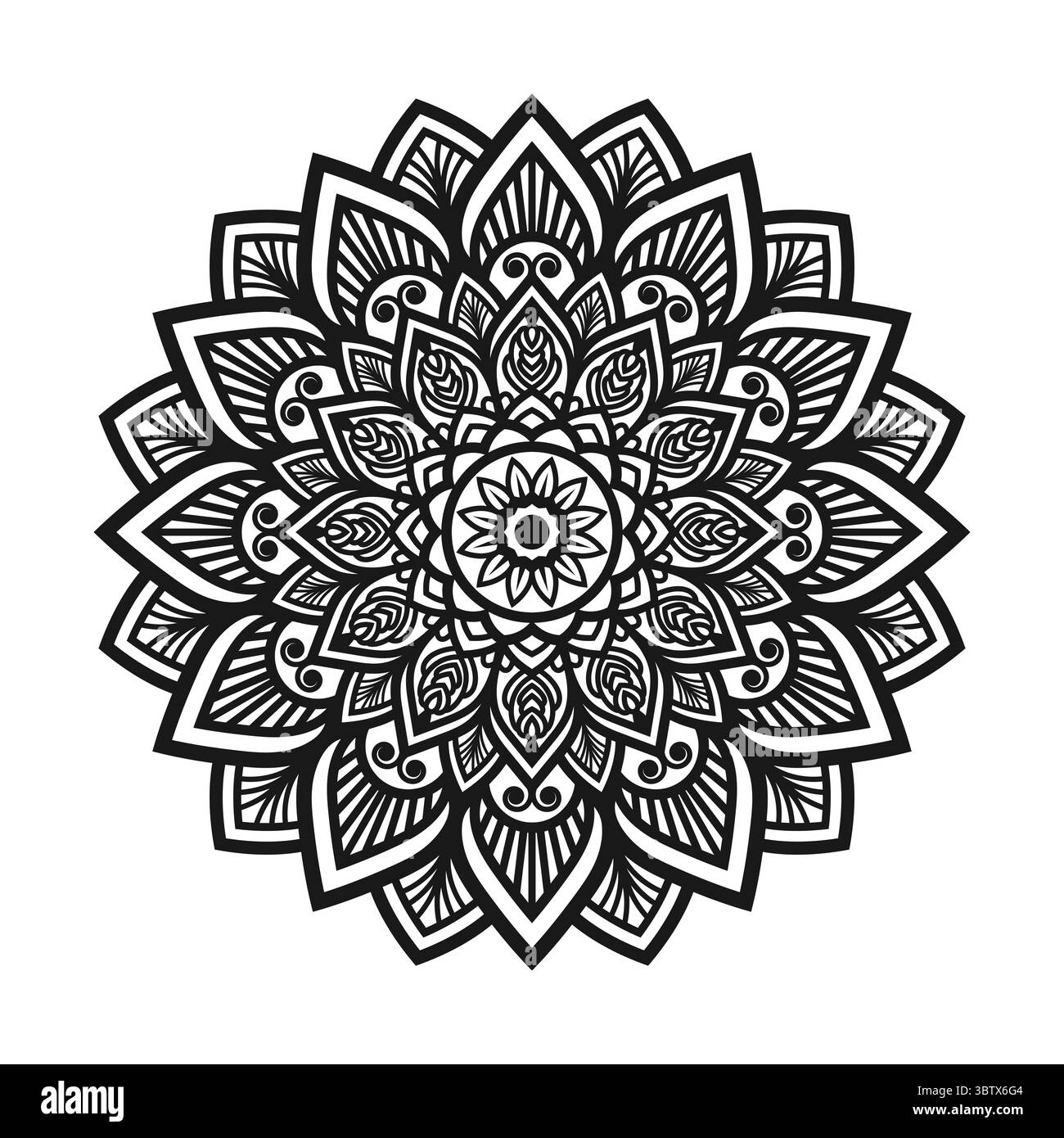 Mandala Art Vector Intricate Black and White Geometric Floral Design ...