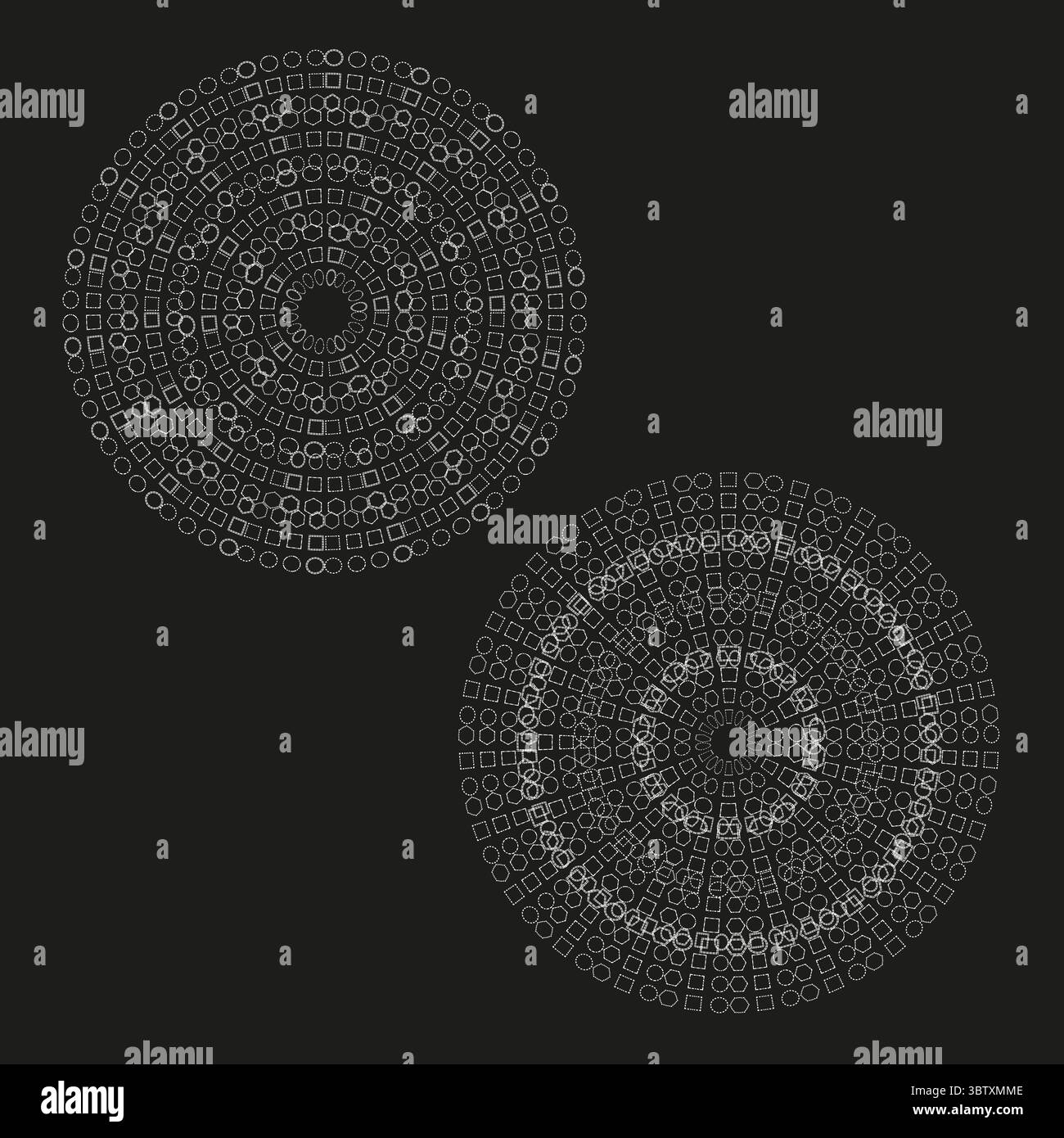 Abstract circle patterns. Dotted grunge textures. Radial shaded ...