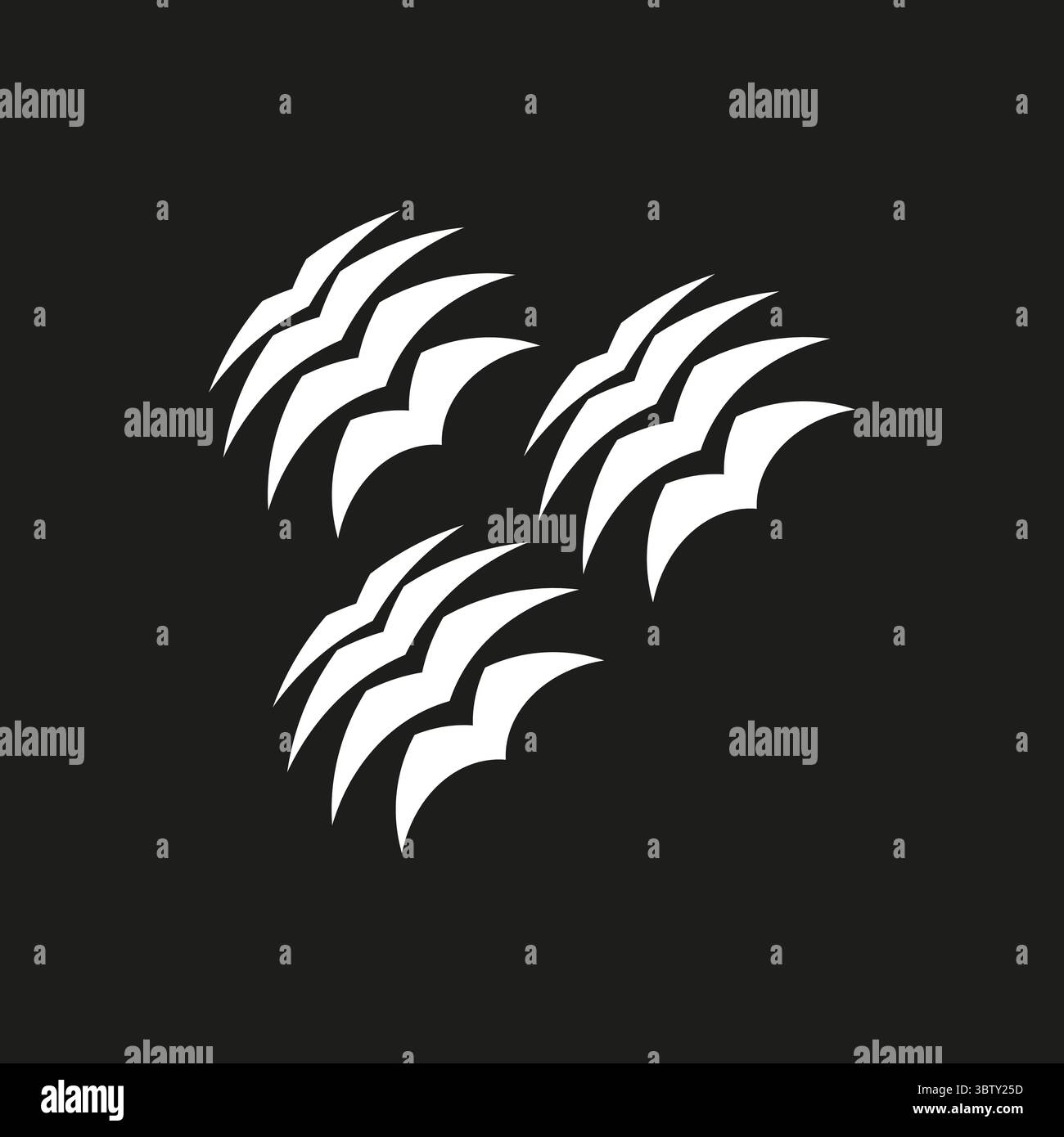 Abstract claw marks. Sharp scratch elements. Dynamic attack pattern. Vector black background. Stock Vector