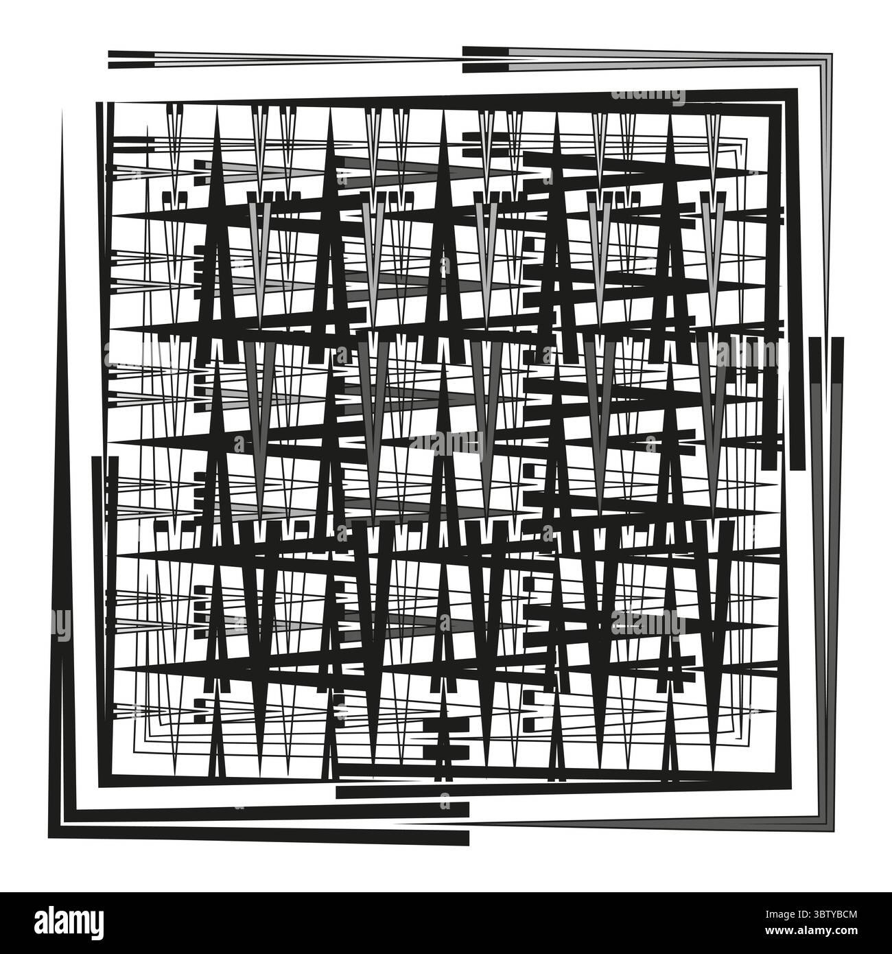 Abstract line grid. Chaotic stripe pattern. Textured frame element. Vector modern design. Stock Vector