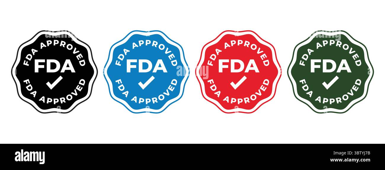 FDA Approved Stamp Icon Set Stock Vector