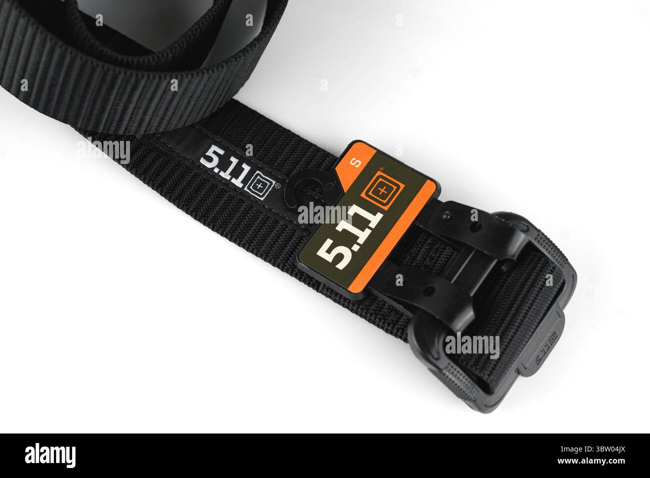 5.11 Tactical Clothing Brand Logo on a TDU Belt – Wales, UK – 11 July 2025 Stock Photo