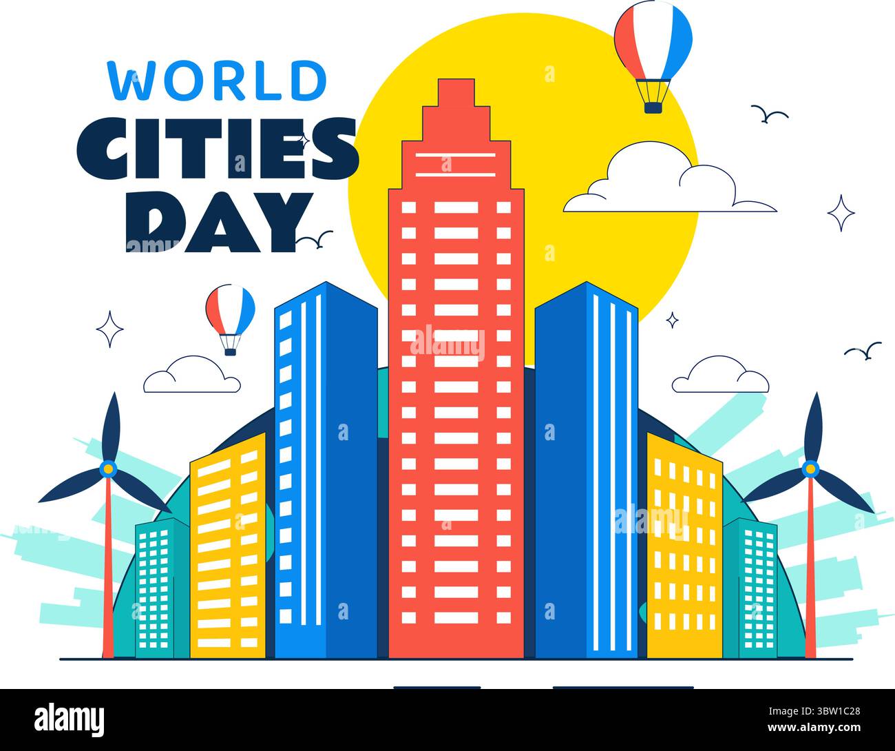 World Cities Day Vector Illustration in Global Urbanization on ...