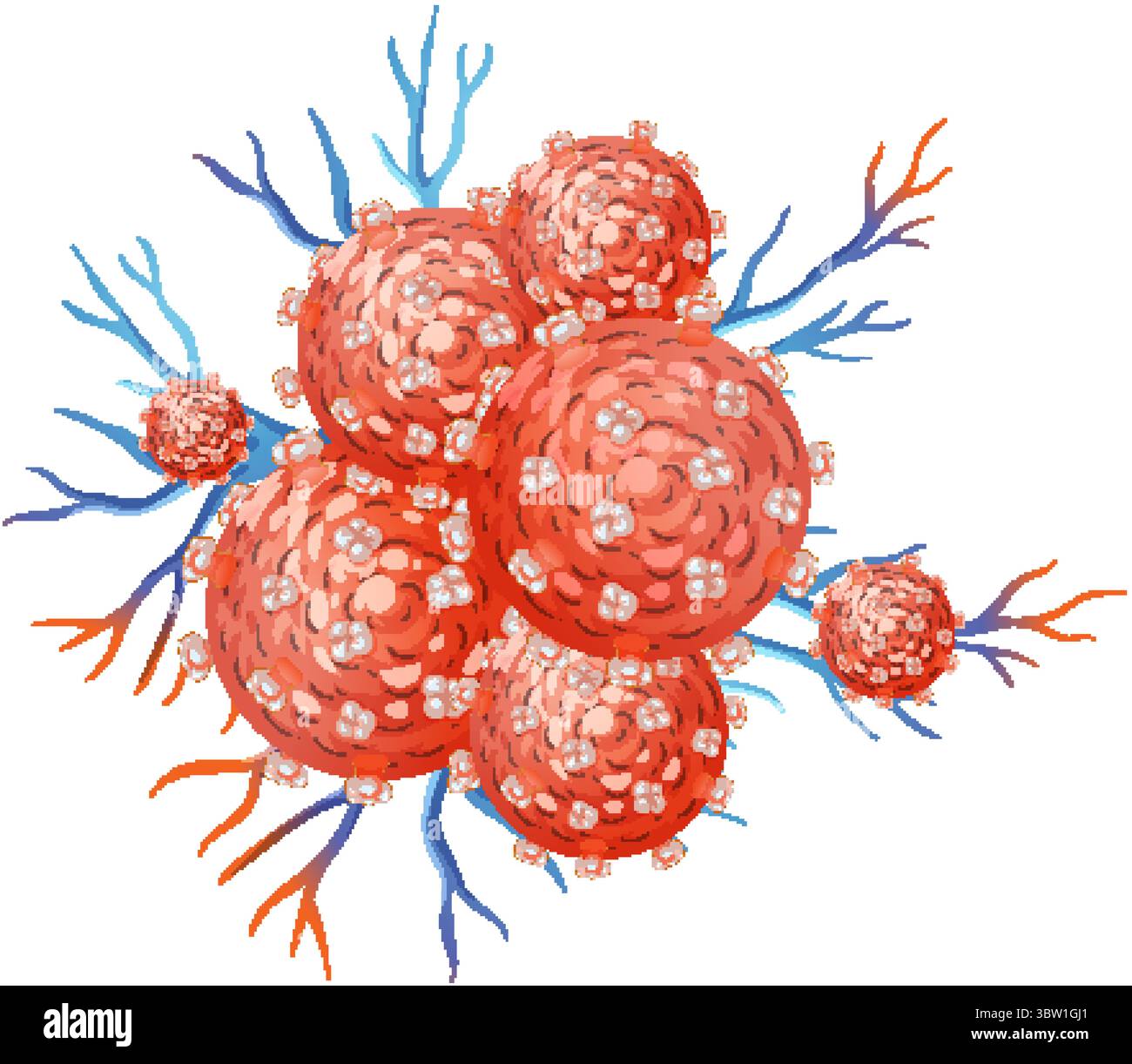 Vector illustration of cancer cells with vibrant colors and intricate ...