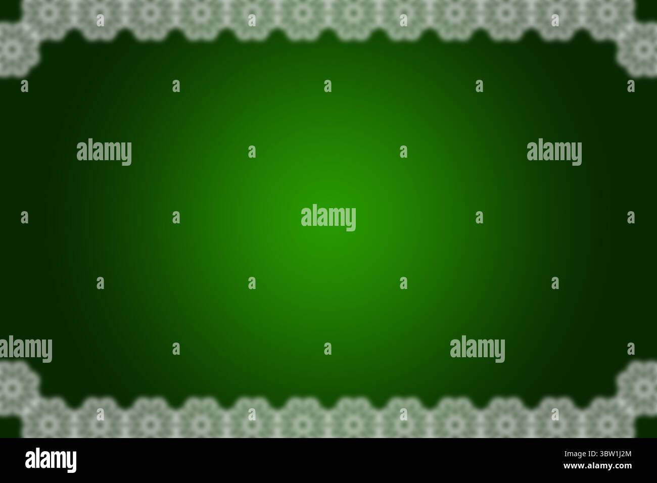 Flat design featuring decorative green gradient backdrop framing white lace floral borders Stock Photo