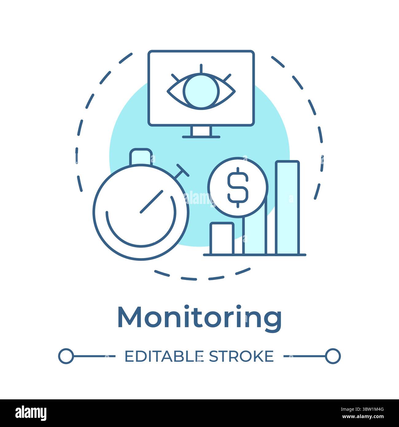 Monitoring soft blue concept icon Stock Vector