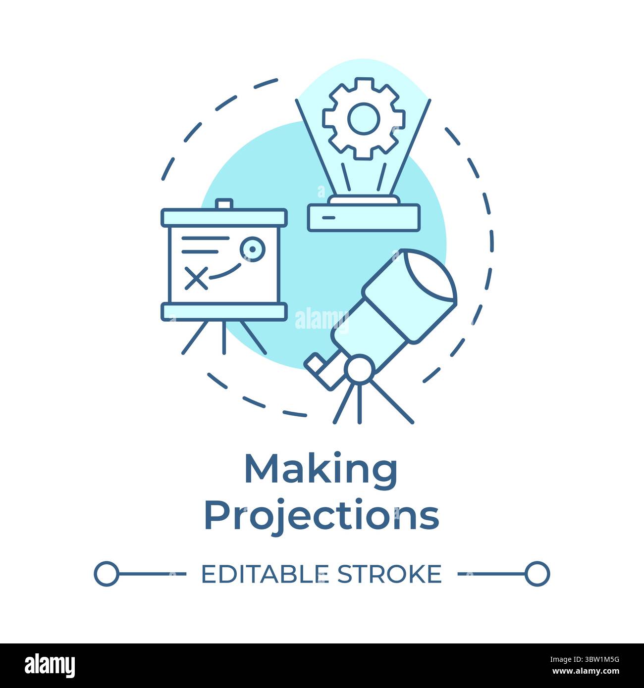 Making projections soft blue concept icon Stock Vector