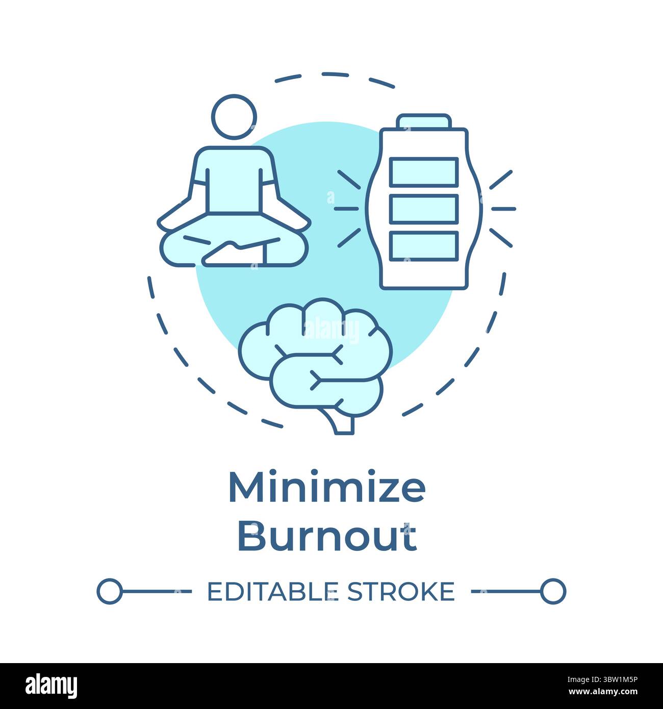 Minimize burnout soft blue concept icon Stock Vector
