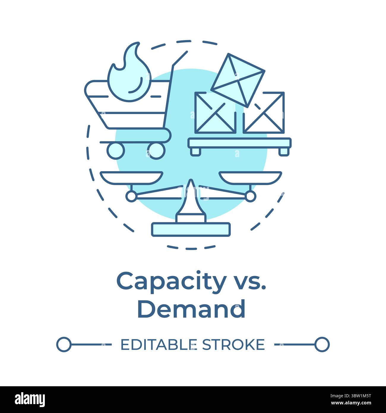 Capacity vs demand soft blue concept icon Stock Vector