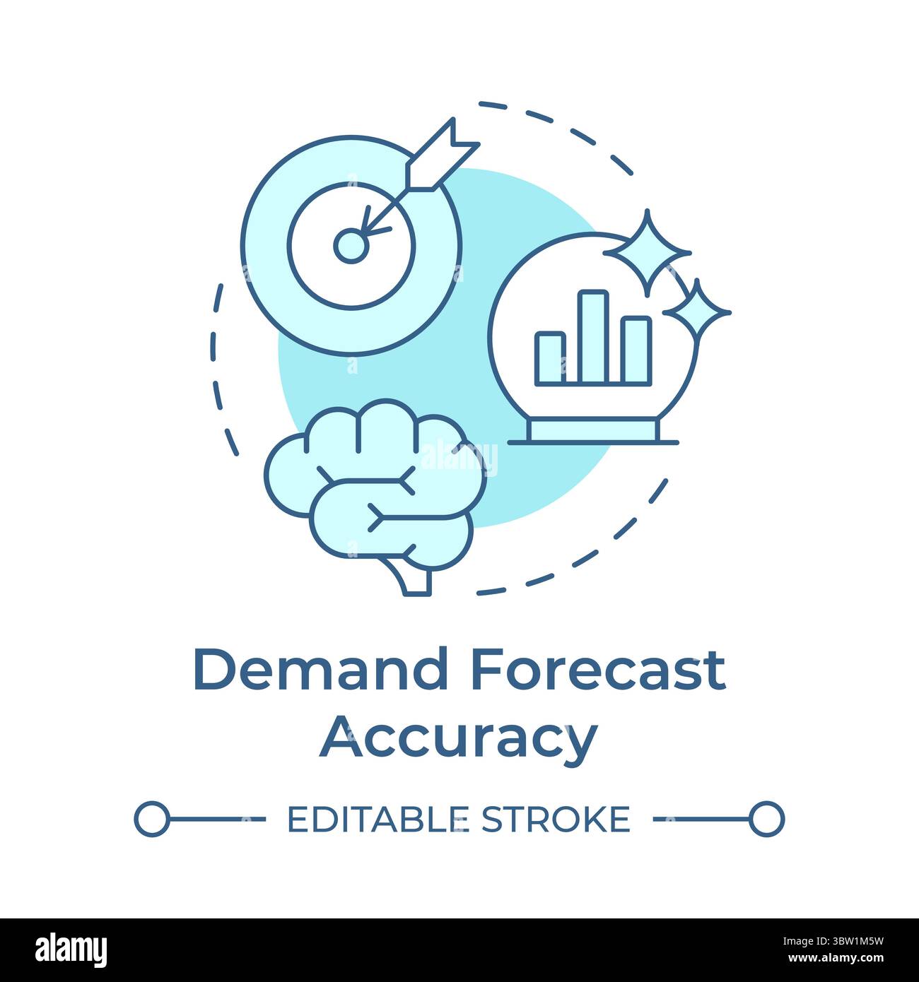 Demand forecast accuracy soft blue concept icon Stock Vector