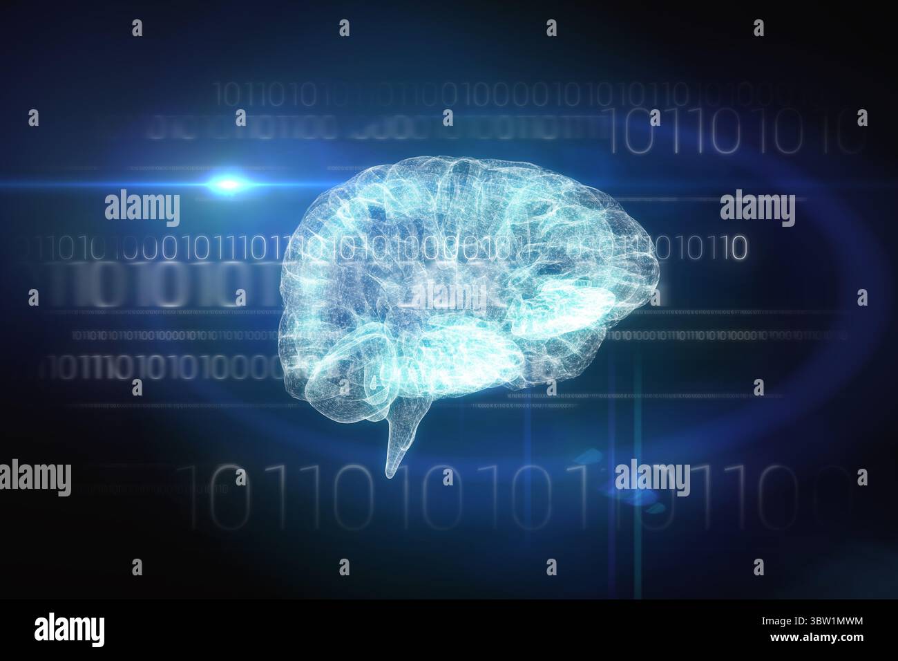 Brain interface in black and blue Stock Photo
