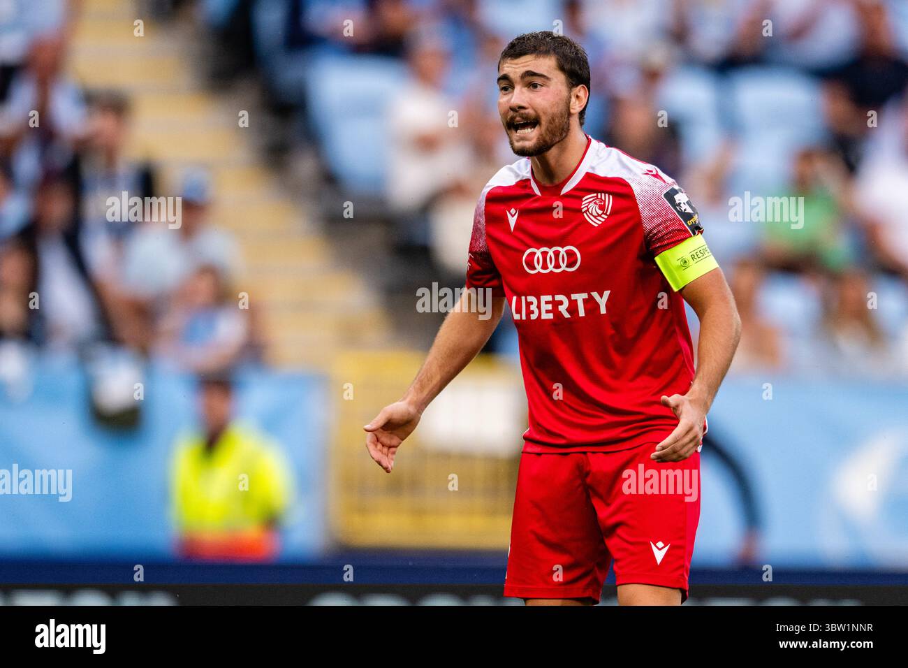 Malmo, Sweden. 15th July, 2025. Gizo Mamageishvili (11) of FC Iberia 1999 seen during the UEFA Champions League qualification match between Malmo FF and FC Iberia 1999 at Eleda Stadion in Malmo. Malmo, Sweden. 15th July, 2025. Gizo Mamageishvili (11) of FC Iberia 1999 seen during the UEFA Champions League qualification match between Malmo FF and FC Iberia 1999 at Eleda Stadion in Malmo.