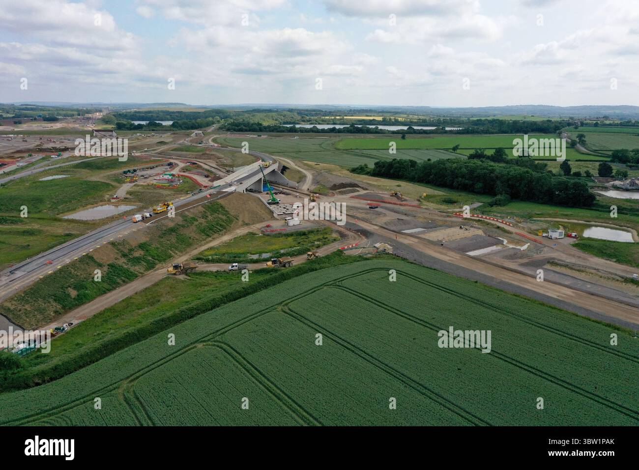 Bridge construction works on the HS2 Railway at North Calvert West Street site, between Bicester & Winslow, June 2025 Stock Photo