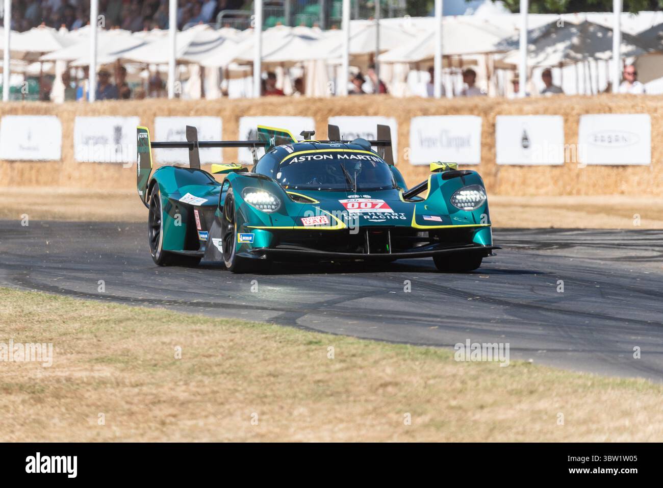 2025 Aston Martin Valkyrie Hypercar car driving up the hillclimb track at the Goodwood Festival of Speed 2025 motorsport event Stock Photo