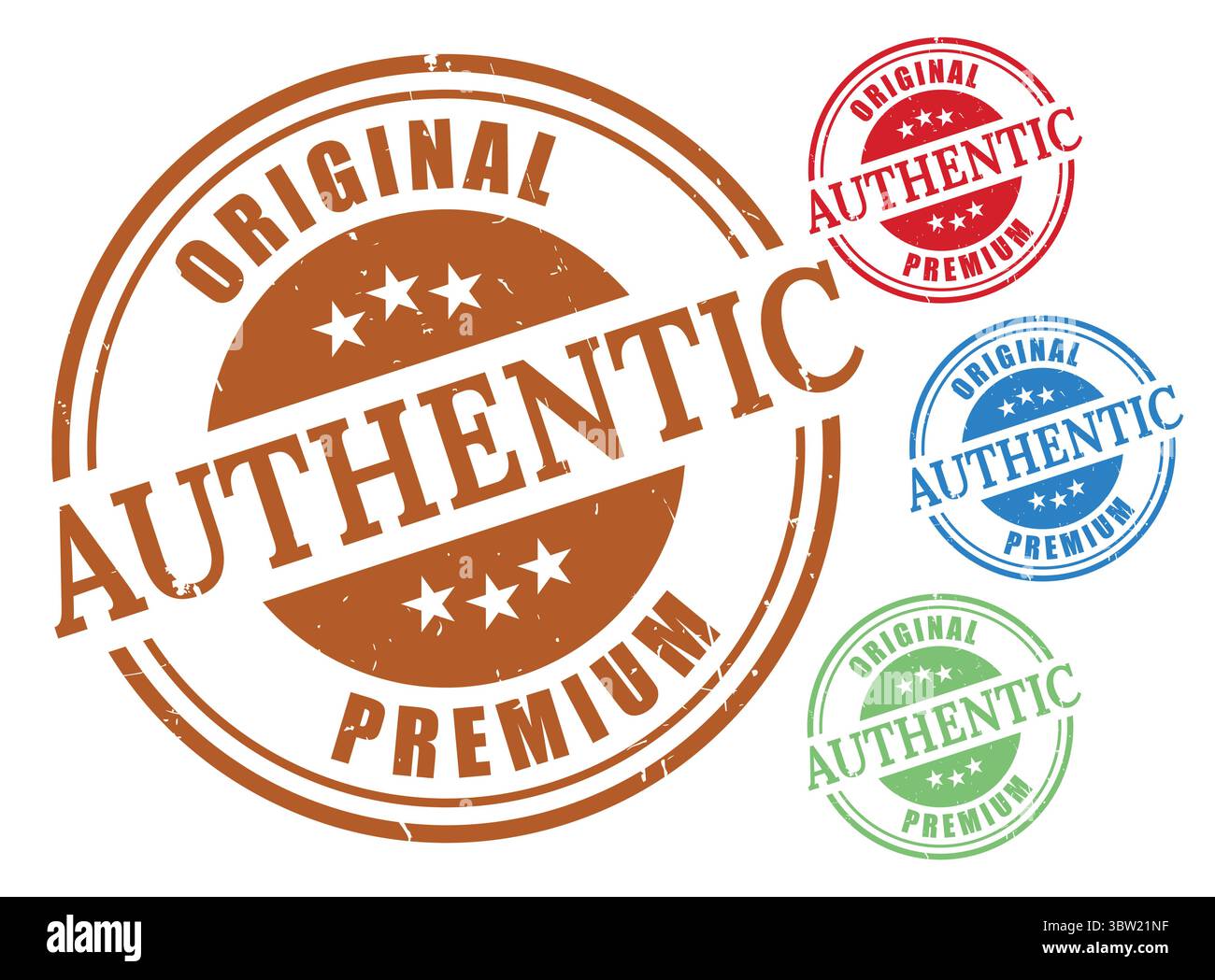 A Authentic Original Premium Stamp Vector Set, Grunge Style Quality Label Pack Stock Vector