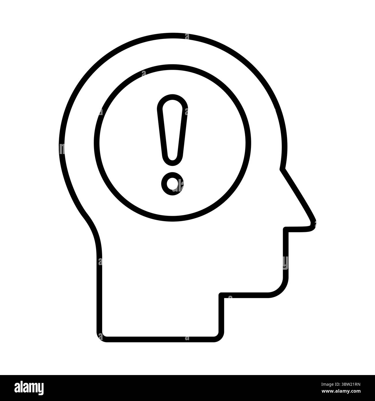 Head with exclamation mark line icon. Alert concept. Warning sign in ...