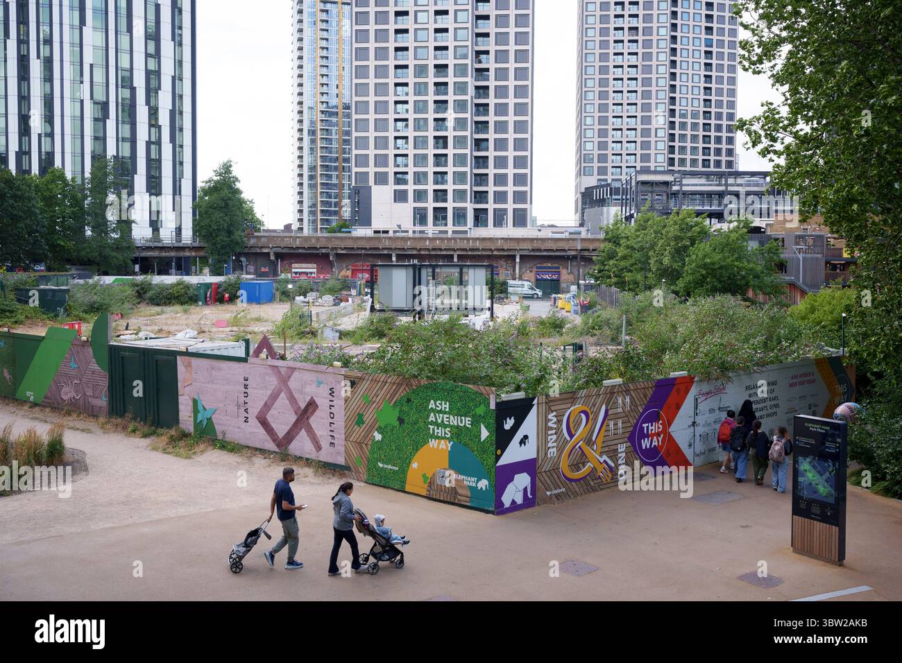 Residential high-rise apartment towers and vacant land below at Park ...