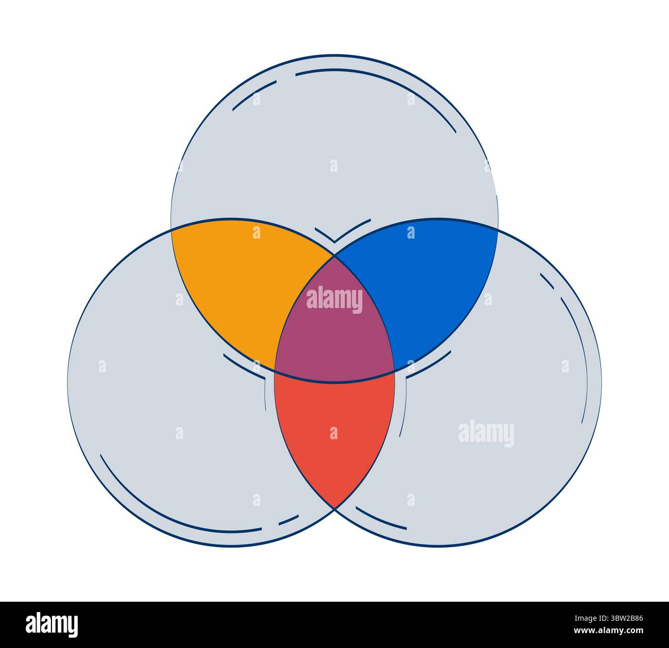 Venn diagram with overlapping circles 2D doodle object Stock Vector