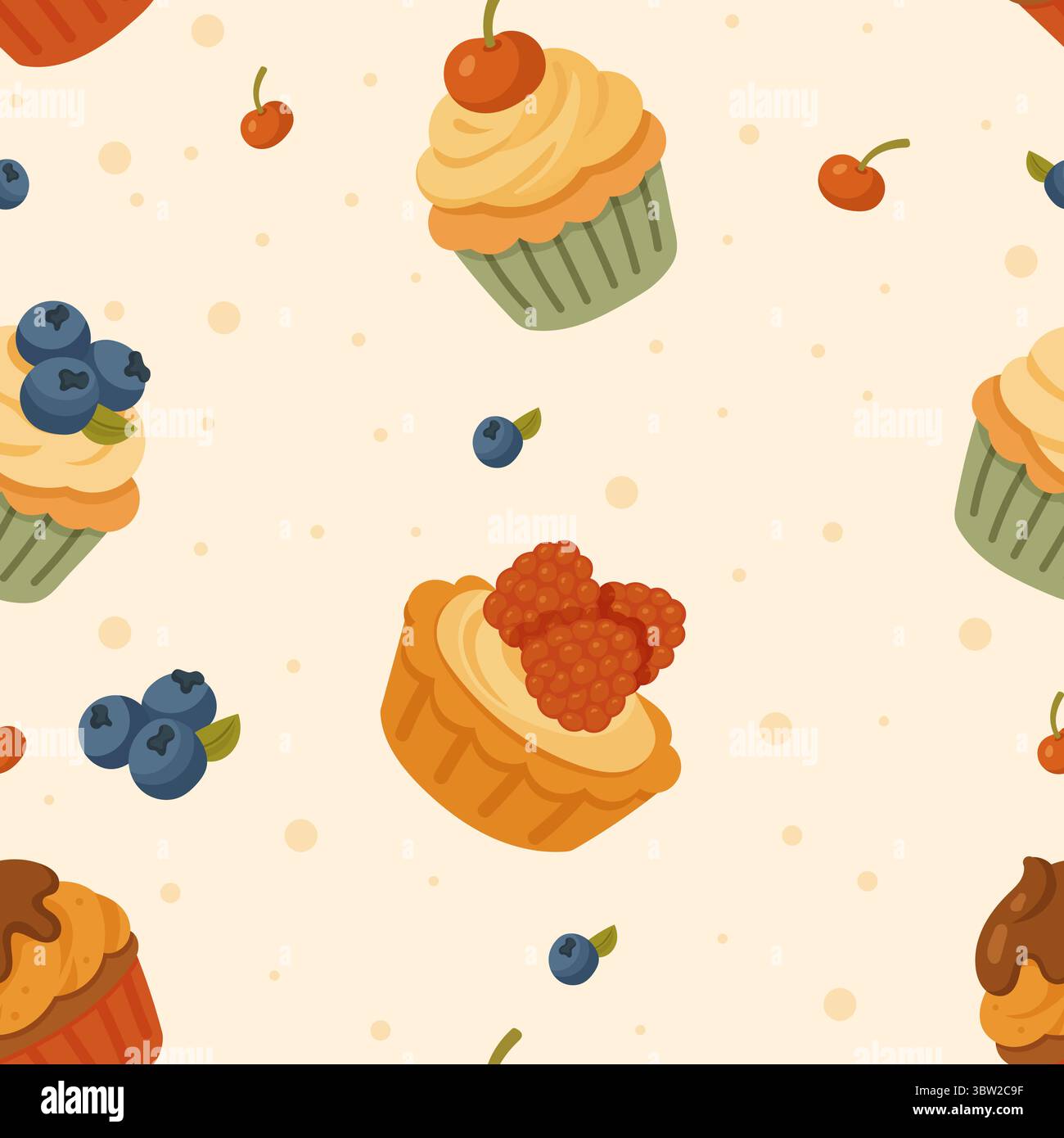 seamless pattern chef baking with cupcakes in vintage style Stock Vector
