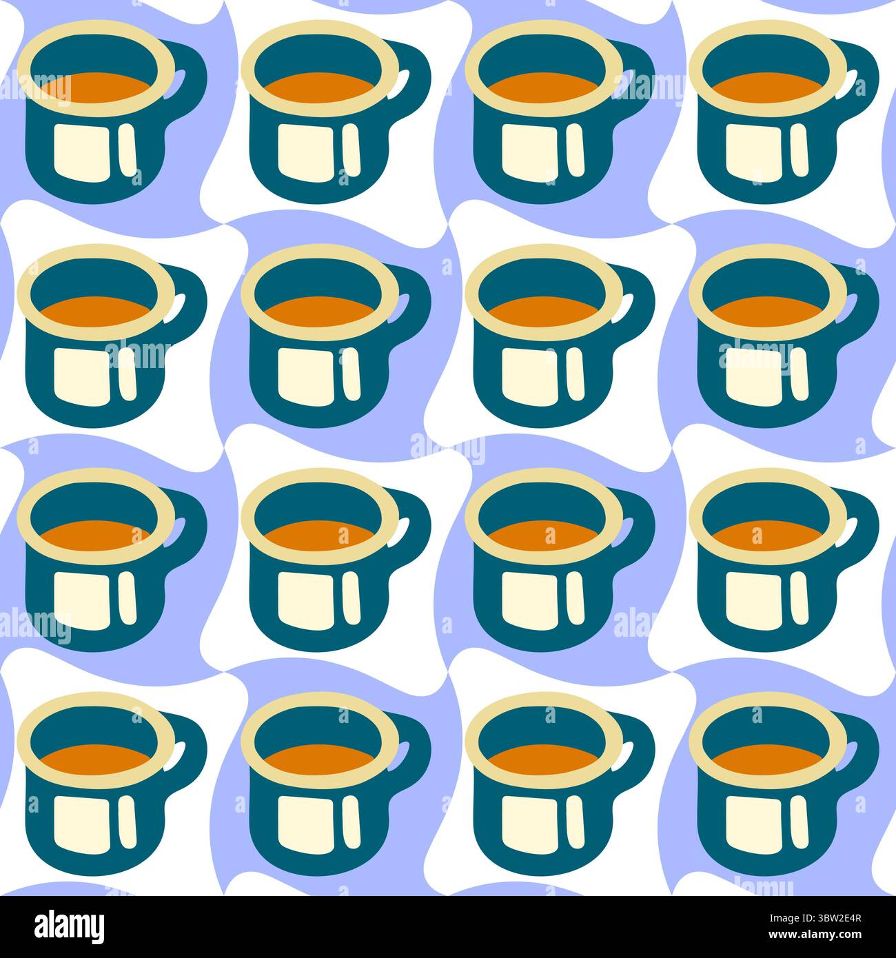Seamless Camping Mug Tea Pattern. Repeating enamel mugs with hot drink ...