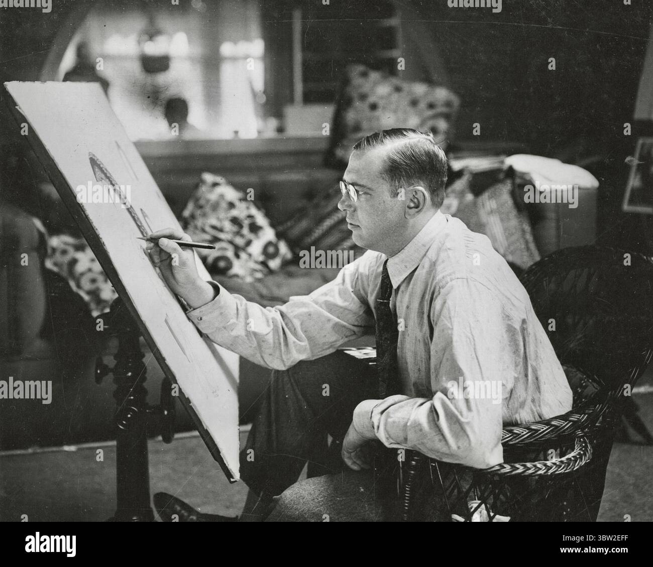 Louis Fancher, artist at work - 1918 Stock Photo