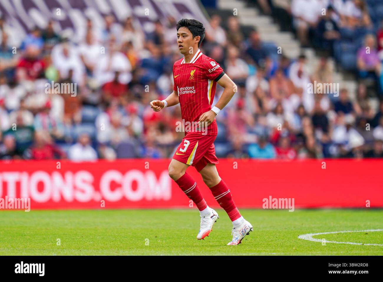 Liverpool midfielder Wataru Endo (3) during the Preston North End FC v