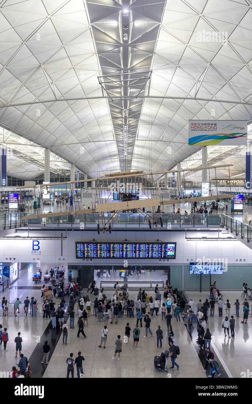 Hong Kong, China - April 6, 2024: Terminal of Chek Lap Kok Airport in Hongkong, China. Stock Photo