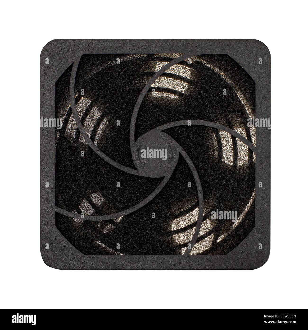 Computer Cooling Fan with Dust Filter Close Up Stock Photo