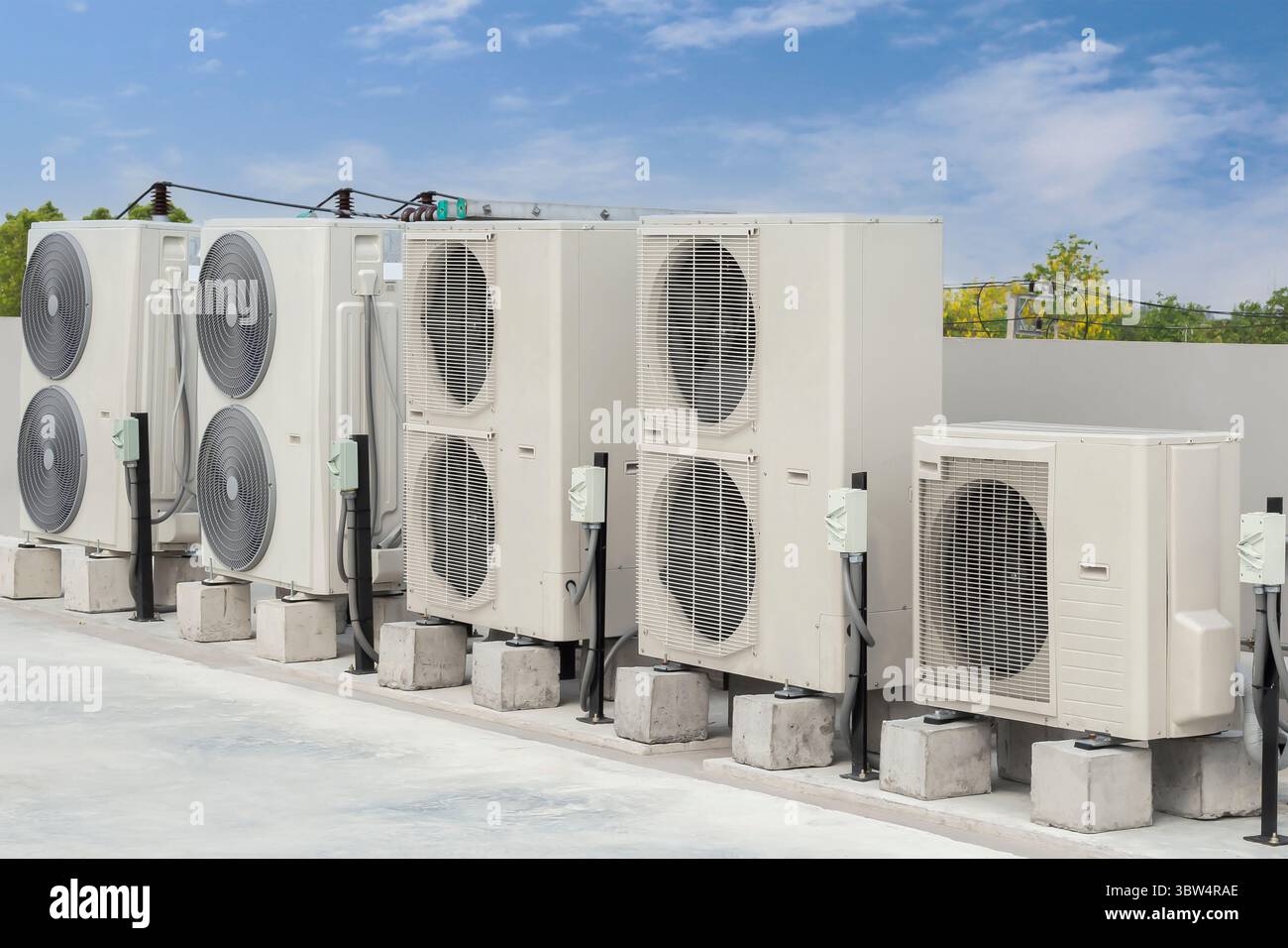 Air conditioning outdoor unit compressor install outside the building ...